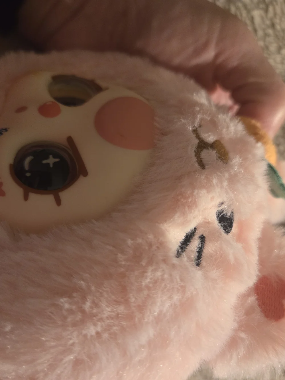 Pink Plush Bunny-Faced Kids Squishy Toy with Carrot Accent